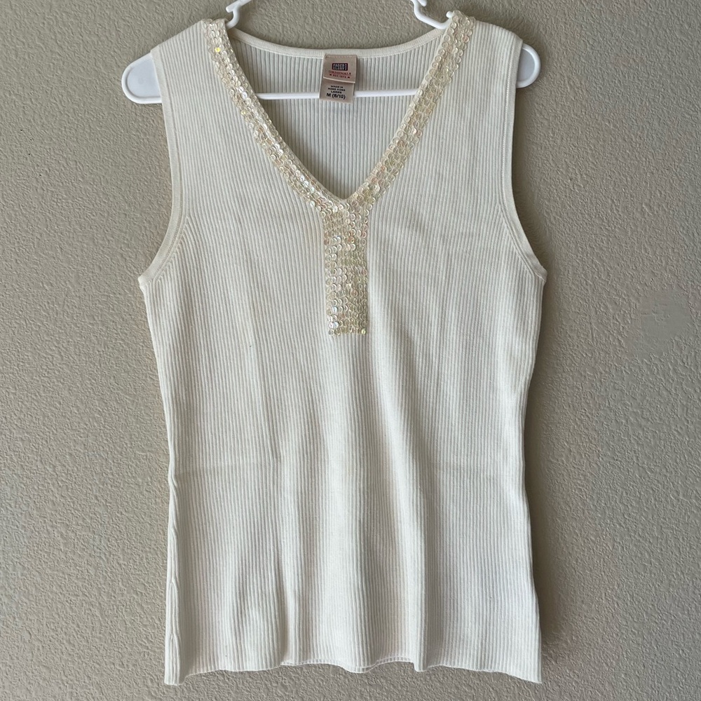 Vintage Y2K Faded Glory Sequin V-Neck Tank Top